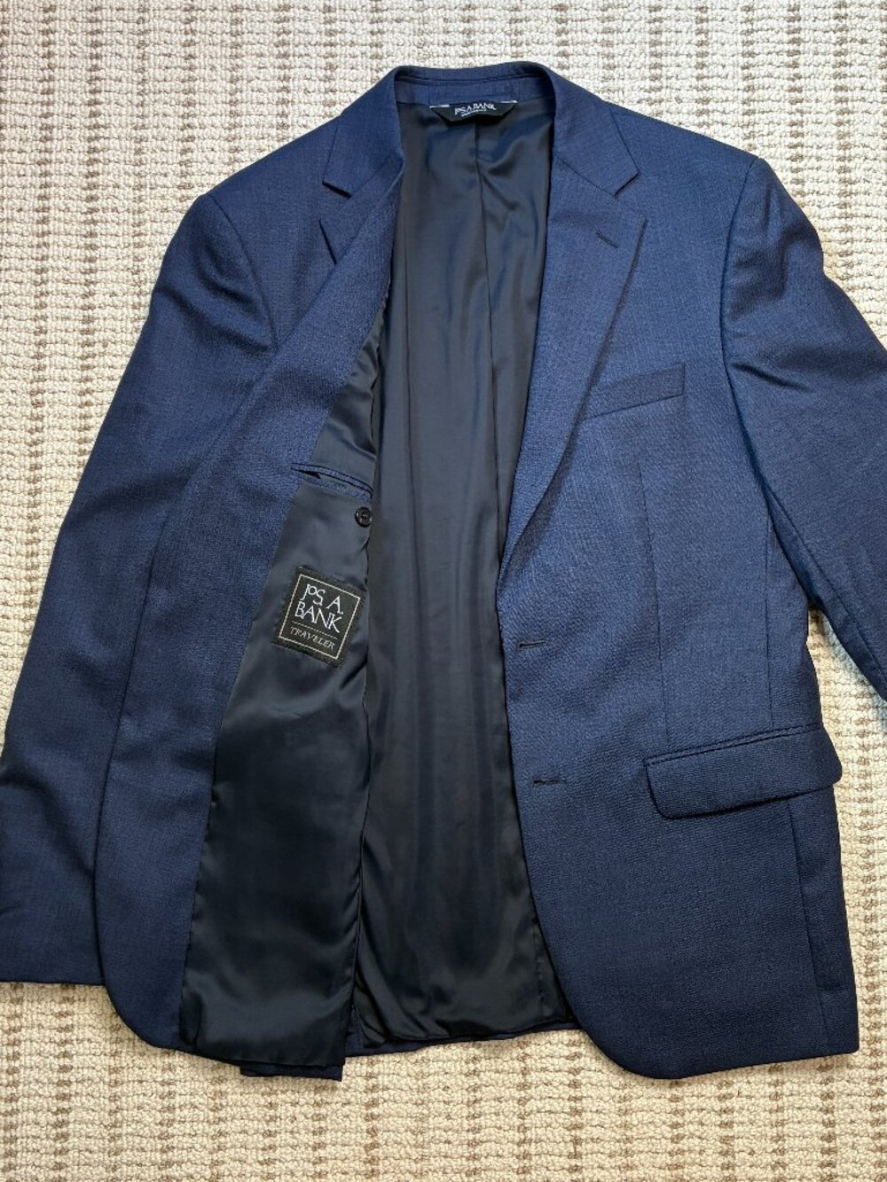 Jos. A. Bank TRAVELER Textured Navy 40R Wool Blazer Sport Coat Suit Jacket Ligh